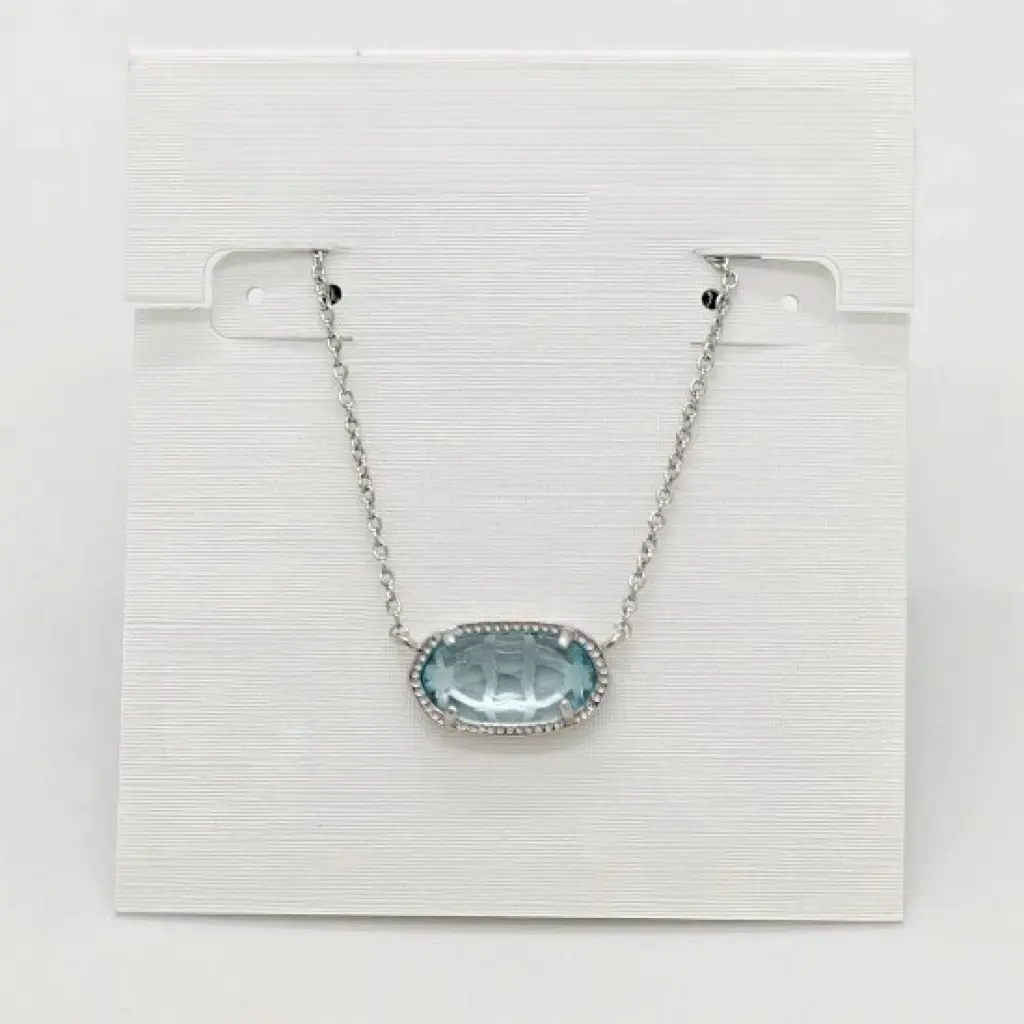 New  Pendant Necklace In Light Blue Glass Silver