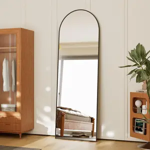 21x56 inch Arched Full Length Mirror, Black Large Floor Mirror with  Alloy Frame, Standing  or Leaning Wall-Mounted Full  Mirror for Living Room and Bedroom