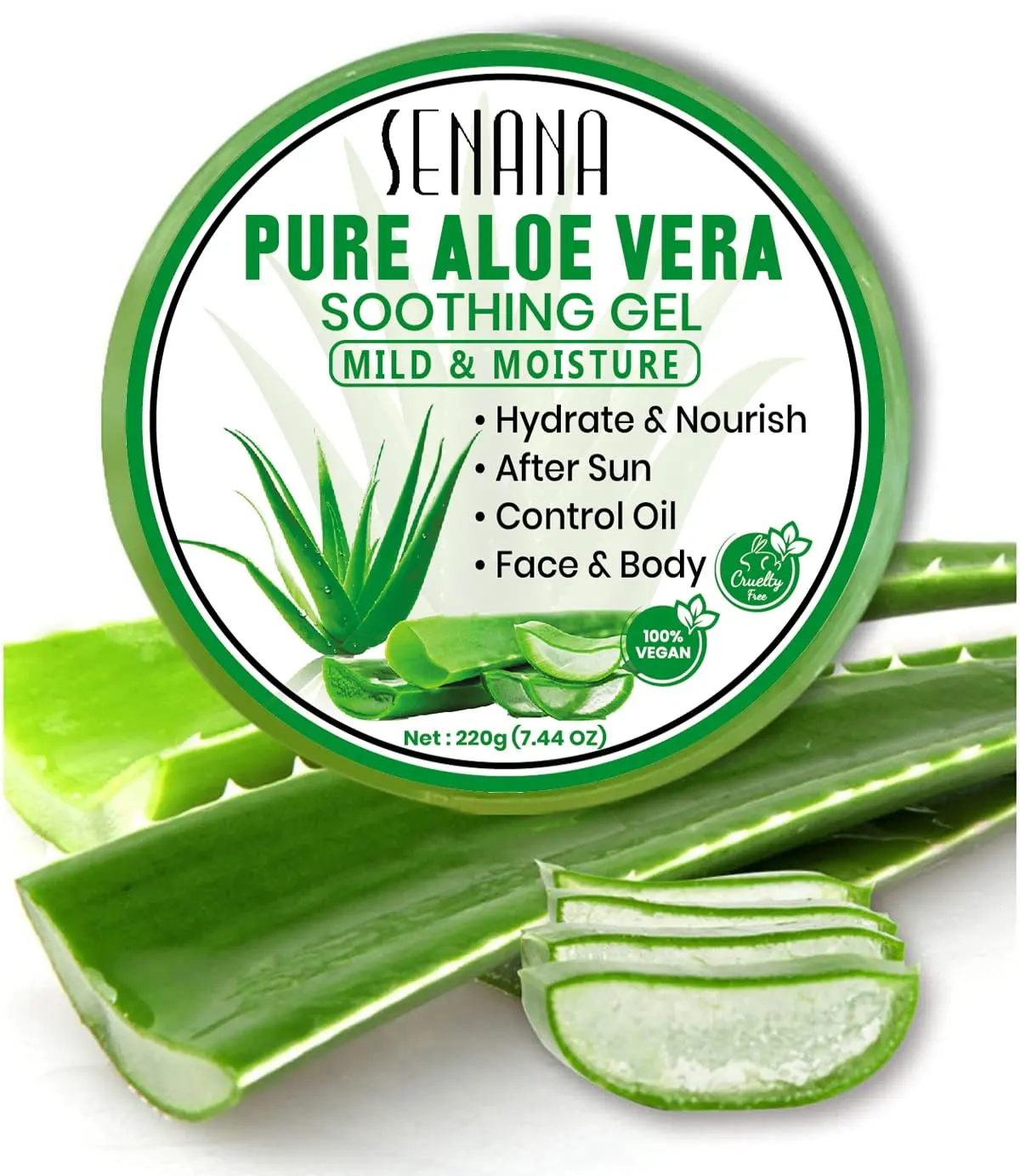 SENANA Soothing Moisture Aloe Vera Gel Infusion Body and Face Moisturizer - Natural Moisturizing Cream with Aloe Vera - Skin Care for Dry Skin,  for Men & Women Sensitive Skin Dry Skin Hydrating Hydrate Silky