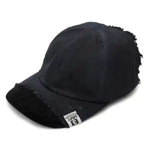Maison Mihara Yasuhiro Crushed Detail Cap in Black