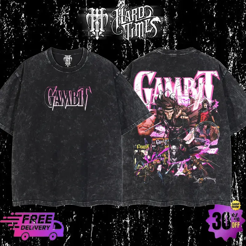 Gambit x-men Super Hero Vintage Retro Comfort T-shirt, Double-Sided ...