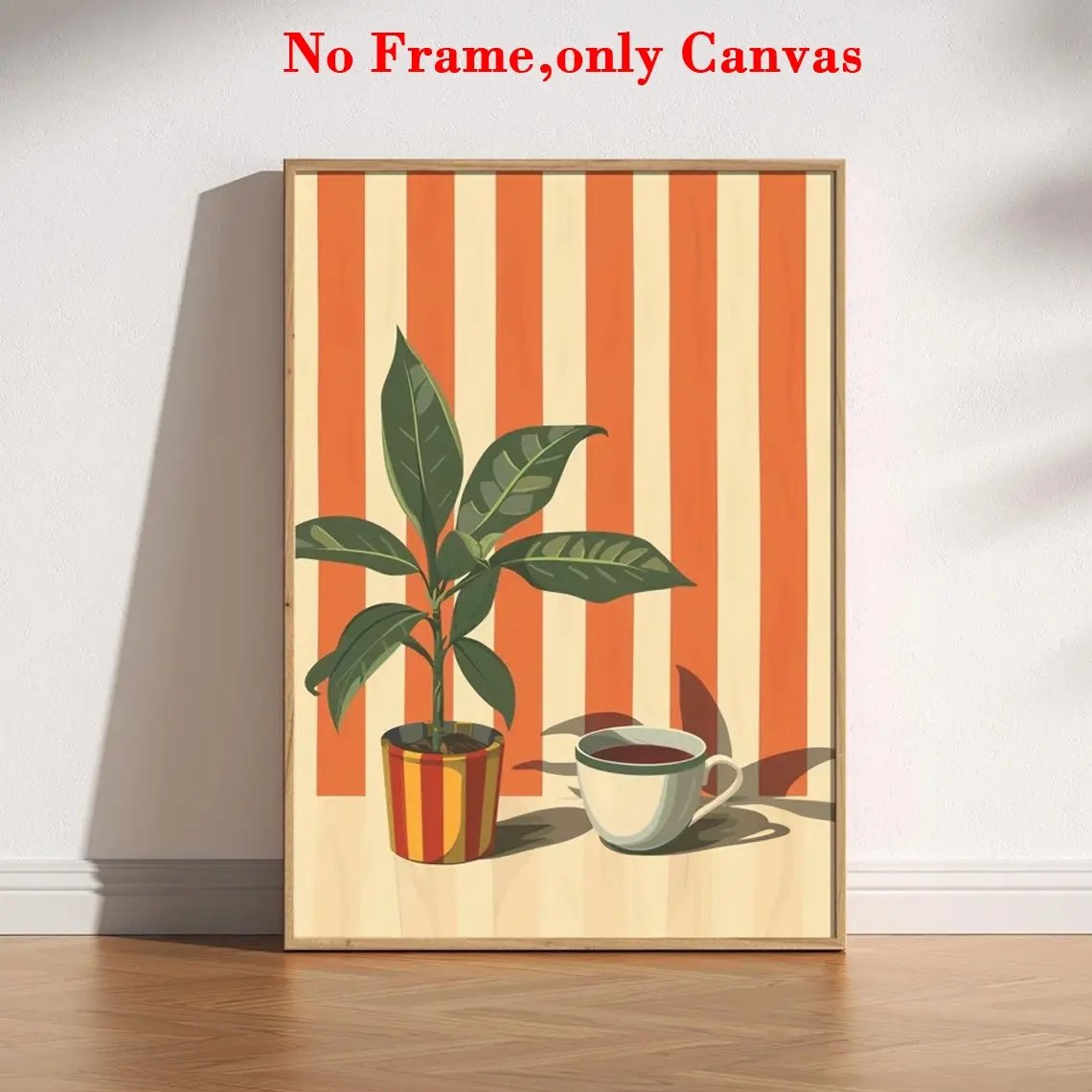 1 pc, wall art, Artwork For Walls, vintage poster, warm orange stripes art print, Creative Design Print, coffee plant canvas painting, unique wall art decoration, perfect decoration for dining room and kitchen, unframed, Modern Home Decor