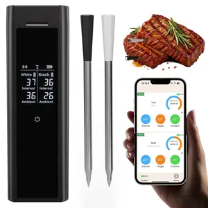 Wireless Meat Thermometer with 2 Color-Coded Probes, ±1.8° F Accuracy, IP67 Waterproof, App Control & Real-Time Monitoring, Two-Way Alerts for Kitchen, BBQ, Grill, Oven, Smoker