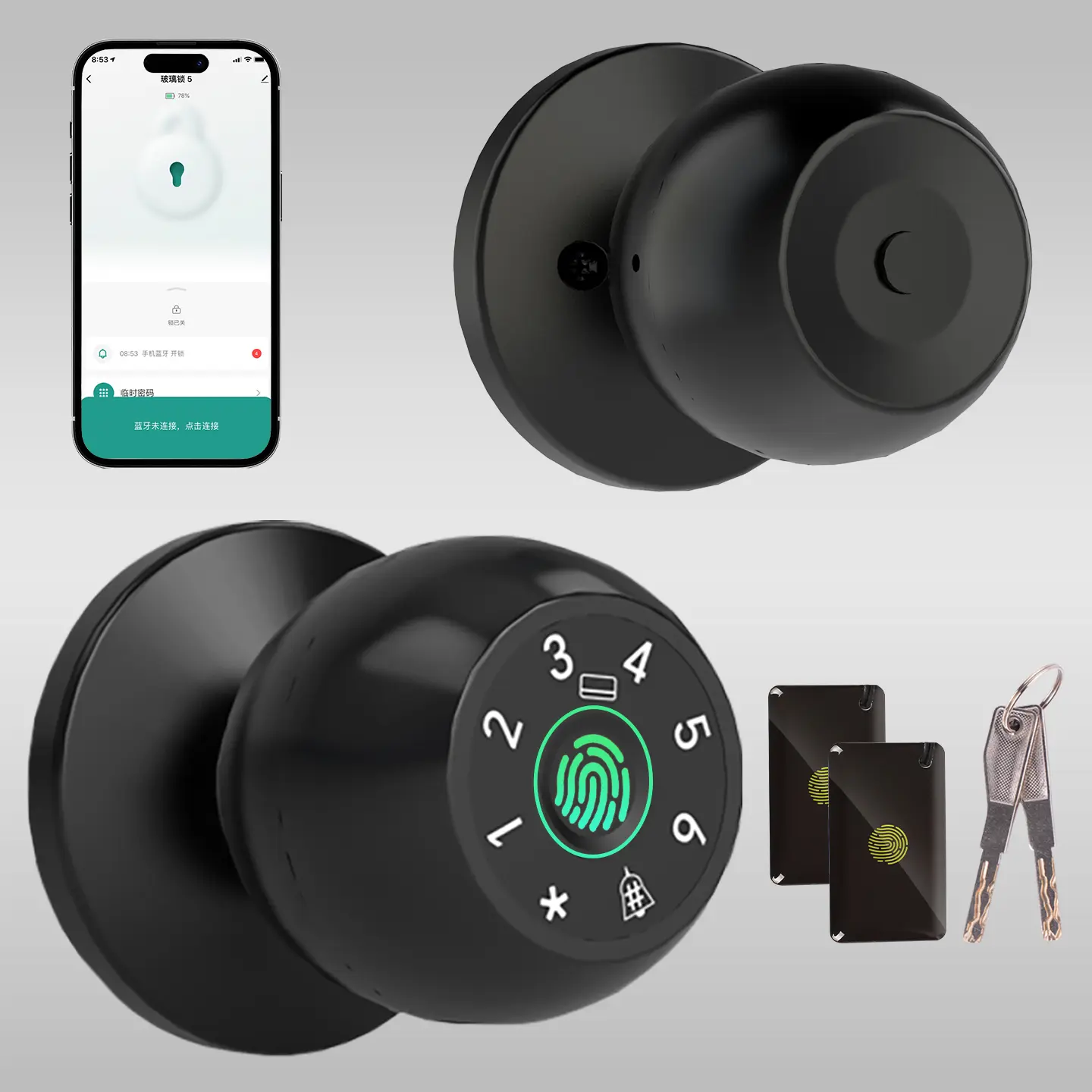 Keyless Entry Smart Lock,Smart Fingerprint Door Lock, Smart Door Handle with APP/Keypad, Suitable For Room,Garage, Apartment, Office, Perfect Gift