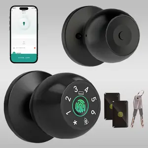 Keyless Entry Smart Lock,Smart Fingerprint Door Lock, Smart Door Handle with APP/Keypad, Suitable For Room,Garage, Apartment, Office, Perfect Gift