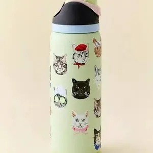 FreeSip 2025 Cat Colleage 32 oz Water Bottle,Trendy Cat pattern Tumbler for Daily Hydration, Portable Drinkware