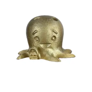 Cute Octopus’s Waving Hi - Pencil Holder, Gold Finish, Cute Design with Cartoon Features