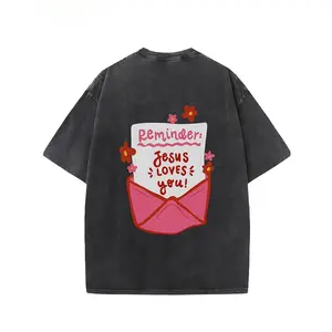Jesus Loves You, Washed Cotton T-Shirt, Streetwear, Aesthetic Pattern, Casual T-Shirt, Unisex