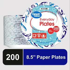 200 Count  Everyday Disposable Paper Plates 8.5 inch