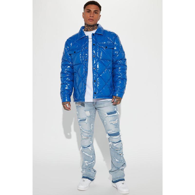 Through It Ripped Skinny Flared Jeans - Vintage Blue Wash