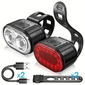 Compact & Portable Bike Light Set: Perfect for Night Riding, Also Works as Rear Reading Light  Mountain Bike Headlight and Taillight Set, Bright Light for Night Riding, Rechargeable Bicycle Light & Flashlight,  Space-Saving and Easy to Carry