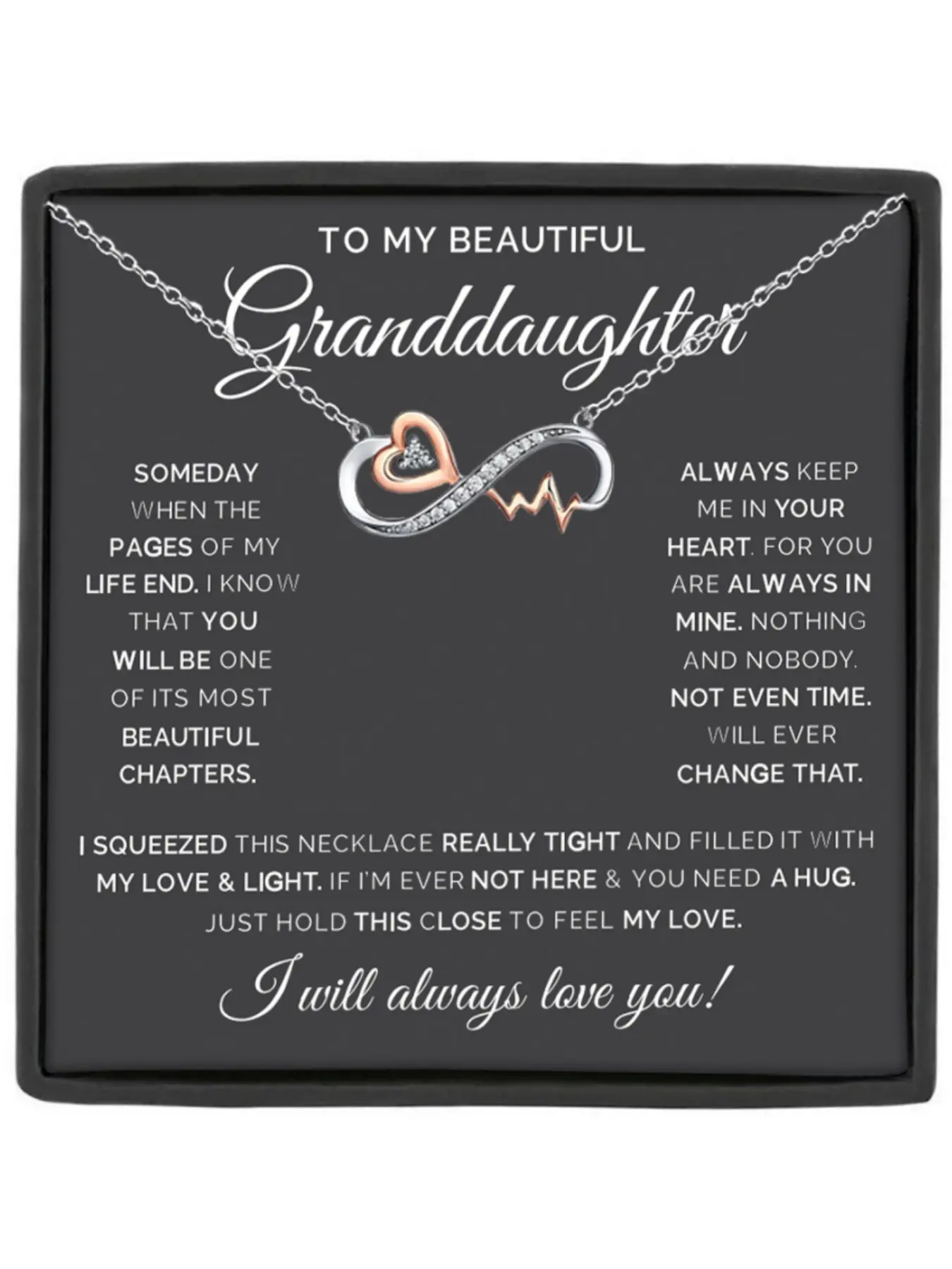 Mother's Day Gift To My Beautiful Granddaughter Heartbeat Necklace,Granddaughter Necklace,Heart Shaped Necklace,Birthday gift, Christmas gift