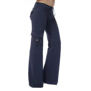 Cargo Yoga Leggings for Women Workout Wide Leg Pants Stretch Waist Yoga Gym Tights With Pocket