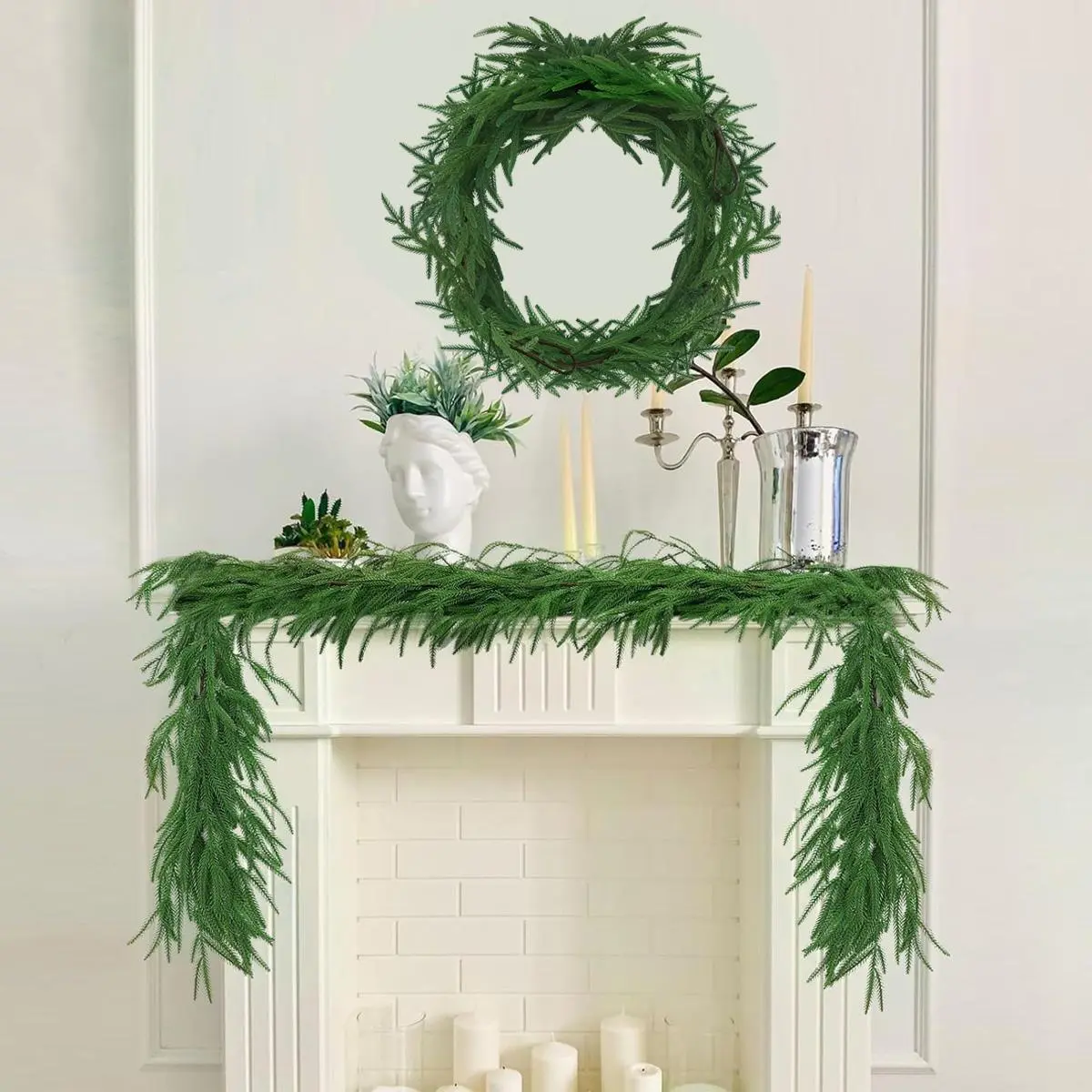 Artificial Norfolk Pine Garland – 70 Inch Realistic Greenery Garland for Christmas Decor, Flexible Soft Plastic for Mantle Table Wall Staircase, Indoor/Outdoor Winter Holiday Decoration