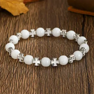 Simple design strong sense of geometric cross bracelet  couples fashion versatile niche elastic bracelet wholesale