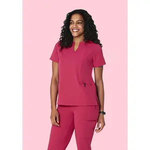 5 Pocket Notch Neck Top Deep Magenta