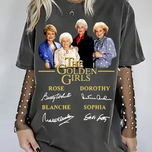 Men's and Women's Golden Girls TV Show Graphic T-Shirt, Crew Neck Casual Top, Machine Washable, Christmas Vintage Clothing, Christmas New Year Gifts for Fans And Friends