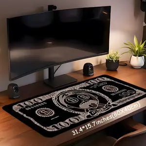 100 Dollar Design Pattern Mouse Pad, Rectangle Gaming Mouse Pad, Non-slip Rubber Pad, Aesthetic Desktop Decoration Protective Pad for Home Office, Desk Accessories, Gaming Desk Accessory