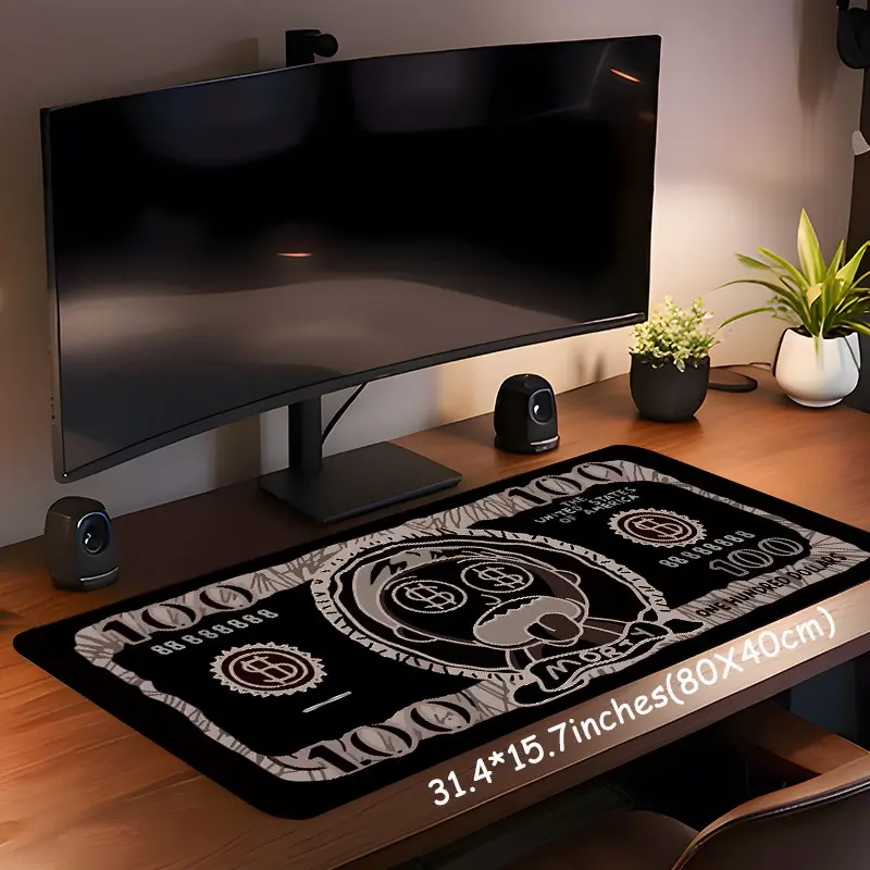 100 Dollar Design Pattern Mouse Pad, Rectangle Gaming Mouse Pad, Non-slip Rubber Pad, Aesthetic Desktop Decoration Protective Pad for Home Office, Desk Accessories, Gaming Desk Accessory