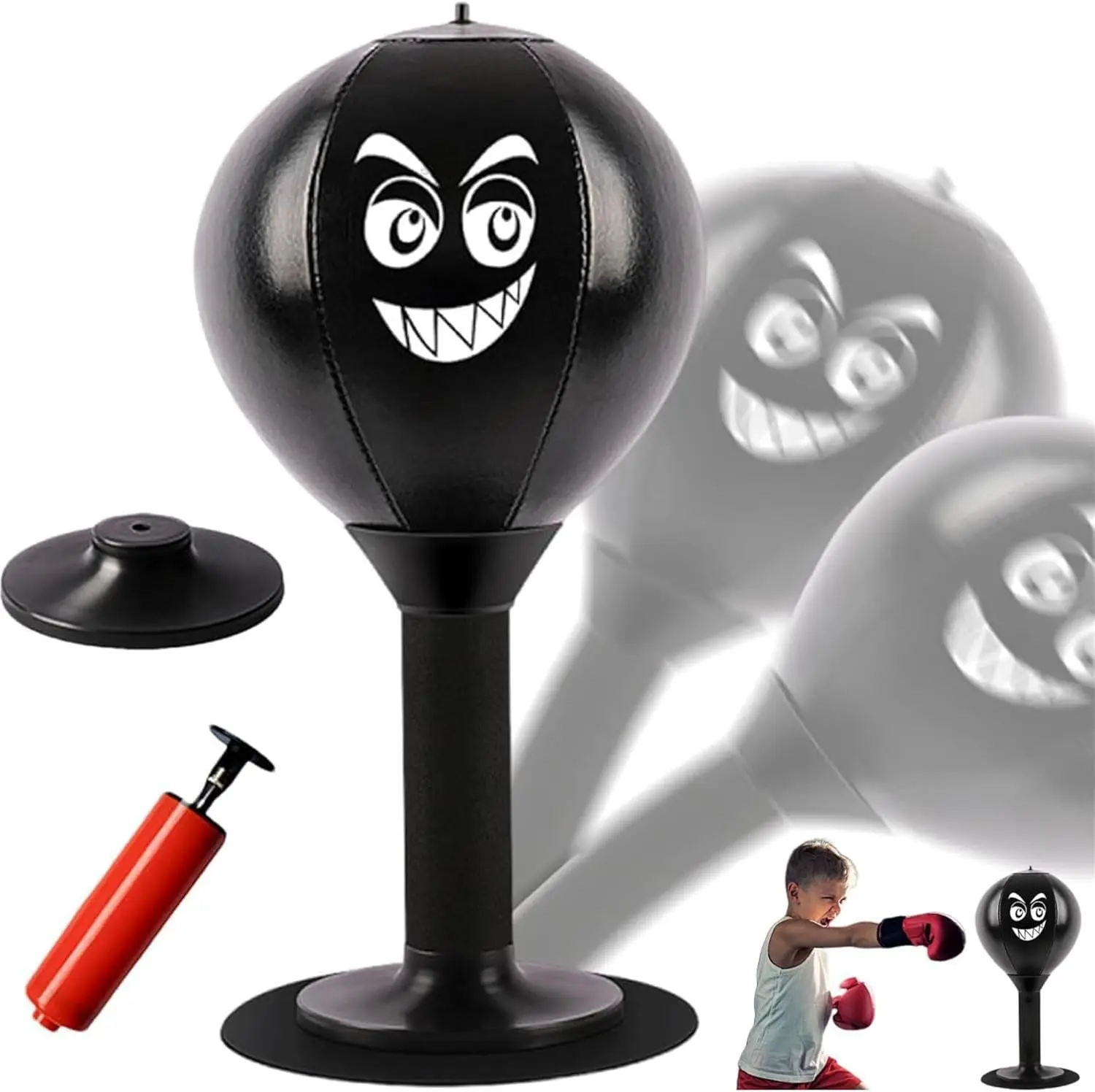 Heavy-Duty Desktop Punch Bag, Compact Combat Sports Boxing Trainer with Suction Cup for Adult Office Stress Relief and Fitness Training