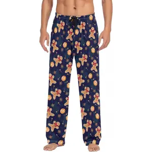 Men's Christmas Gingerbread Man Pajama Pants Cotton Soft Comfy Straight-Fit Lightweight Pj Bottoms