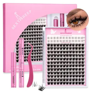 California Sunset Manga Lashes Cluster C Curl DIY Lash Extension Kit and Lash Clusters 5-18mm with Bond Seal and Remover Transparent Bands, Lash Magic Anime False Lash Extension Kit, Eyelash Extension, Wispy Lash Clusters