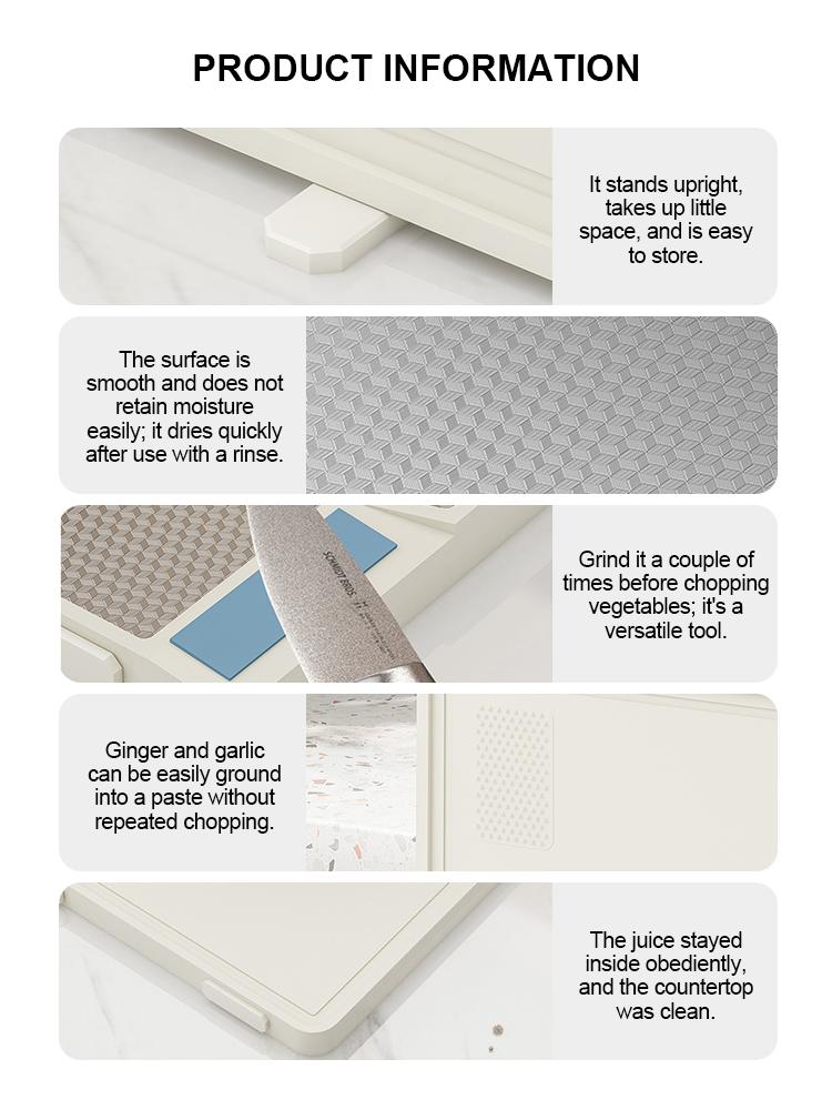 Dual-Sided Cutting Board with Built-in Knife Sharpener, Food-Grade PP & 304 Stainless Steel, Self-Standing Space-Saving Design, Non-Slip Kitchen Prep Station