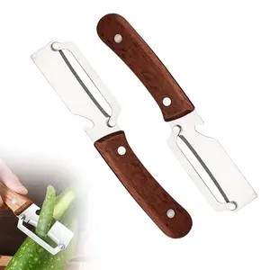 2-in-1 Vegetable & Fruit Peeler with Stainless Steel Blade and Bottle Opener, Wooden Handle Kitchen Tool for Potatoes, Apples, Zucchini, Papaya & Pumpkin