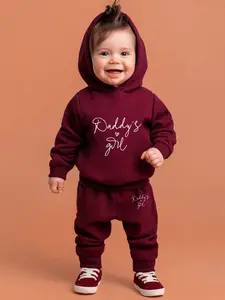 Cute Baby Toddler Fashion Casual Set, Letter Print Children Fall Winter Clothes, Hooded Sweatshirt and Pants, Fitted Long Regular Fit, Baby Clothes Girl