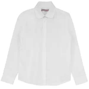 Peter Pan Collar Blouse - White Cotton Blend Top with Button Front and Side Buttons for Women's Comfort
