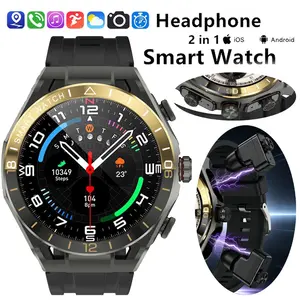 Smart Watch with Earbuds, 1.52" AMOLED Smartwatch for Men (Answer/Make Calls), IP67 Waterproof Fitness Watch with 100+ Sport Modes, Pressure/Sleep Monitor, Pedometer, Alarm Clock, AI Voice, Siri - Gifts for Son, Husband, Friend, Family