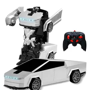 Tesla Transform RC Cyber Pickup Truck Cars Robot Toy Fun Interactive Deformation Vehicle, Remote Control Truck with One-Button Deformation 360° Rotation Christmas Birthday Gifts for Boys Grils