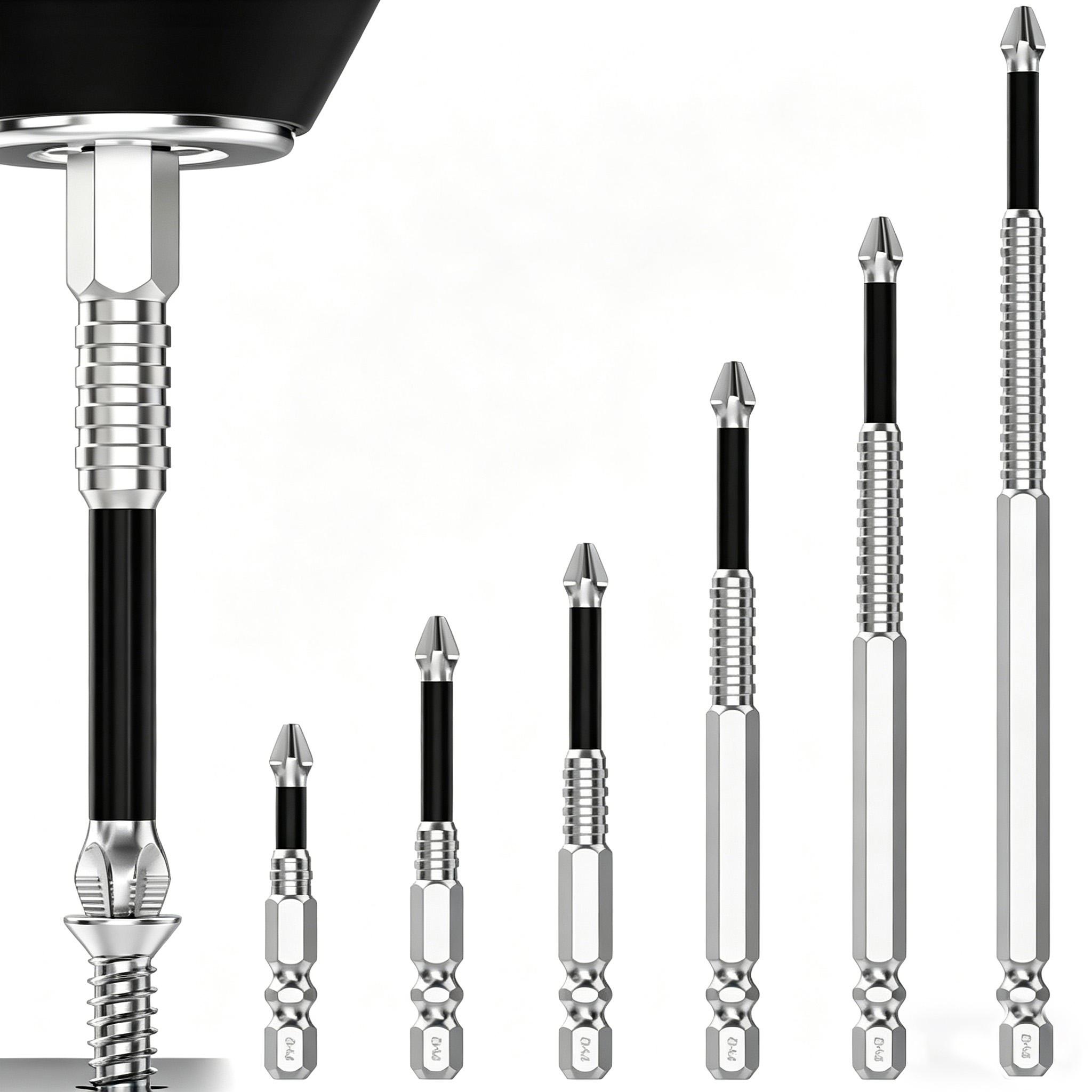 SDFC 25 50 65 70 90 150mm 1 Set High Magnetic Screwdriver Drill Bit Set Premium S2 Steel Strong Magnetism Non Slip Long Reach Driver Bits for Electric Drill Impact Driver Home DIY and Professional Repair Projects