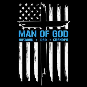 Man Of God Distressed Flag With Cross Direct To Film Print, DTF Print, Ready To Press Print For T-Shirts
