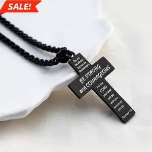 Men's American Flag Cross Necklace - Black Cross Pendant Chain, Perfect Gifts for Him - Stylish Flag Necklace for Men, Great for Any Occasion