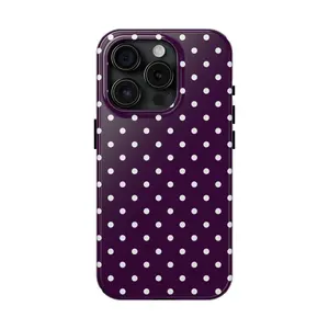 Plum Polka Dot Tough Phone Cases, Stylish Phone Cover, Durable Case, Cute Phone Accessory, Gift for Her, Trendy Tech Protection