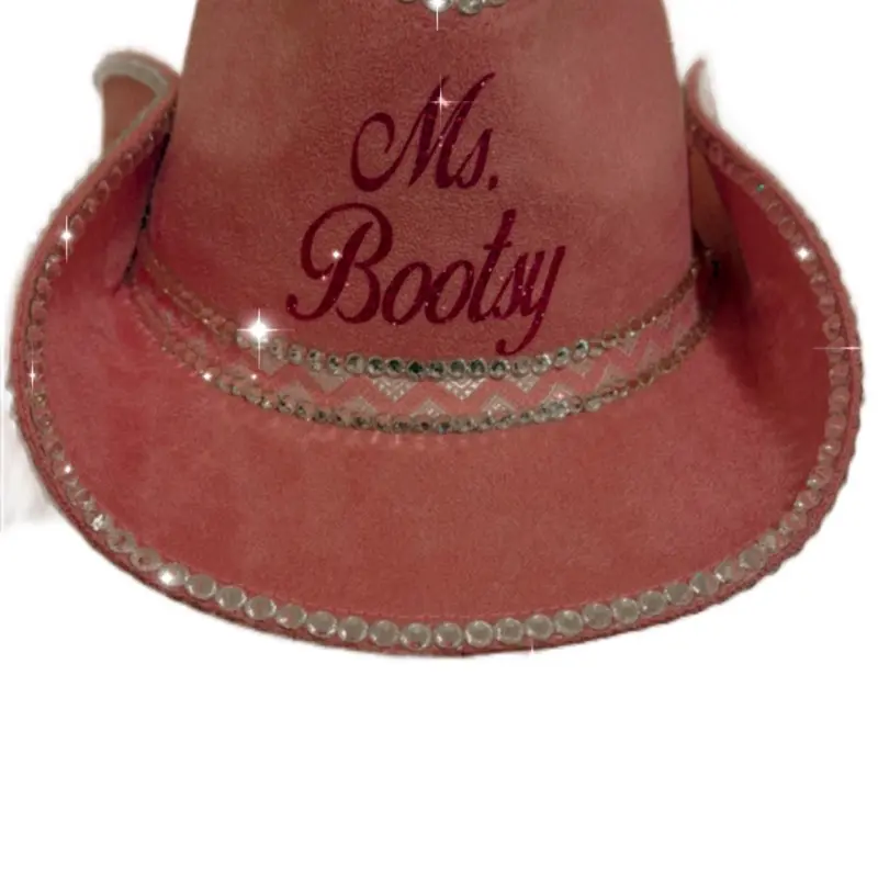 Light Pink Cowgirl Hat with Bling - Personalized Ms Bootsy Design and Sparkling Accents