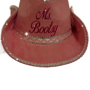 Light Pink Cowgirl Hat with Bling - Personalized Ms Bootsy Design and Sparkling Accents