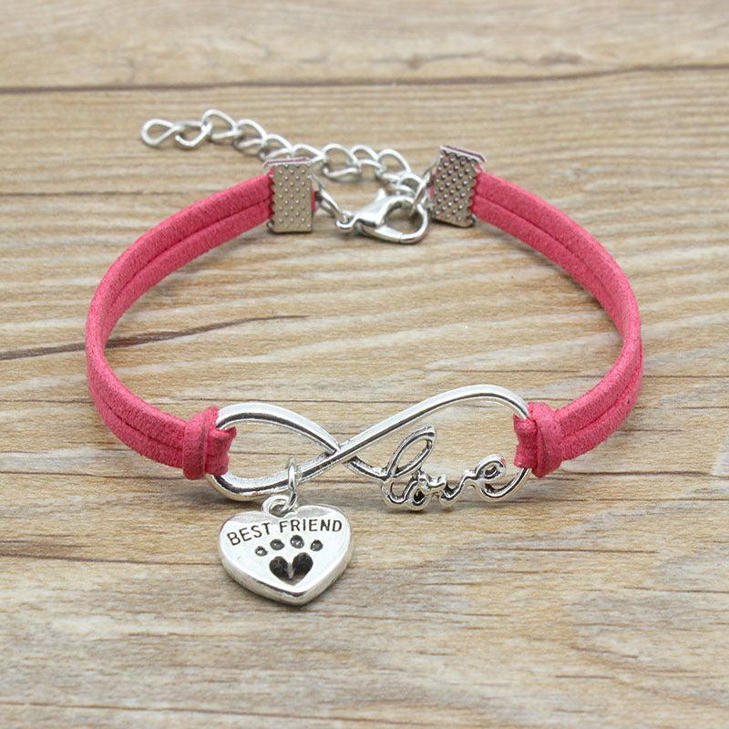 Best Friend Braided Heart Bracelet - Alloy & Rope Material, 5cm Extension Chain, 16cm Total Circumference, Independent PP Bag Packaging, "BEST FRIEND" Charm