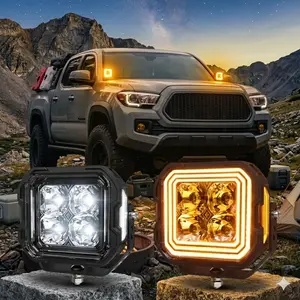 5 inch Dual Color LED Pod Lights WIthi A Pillar Ditch for 2016-2023 Toyota Tacoma | Spot Flood Driving Light | Truck Accessories