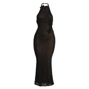 Black Paradise Crochet Maxi Dress