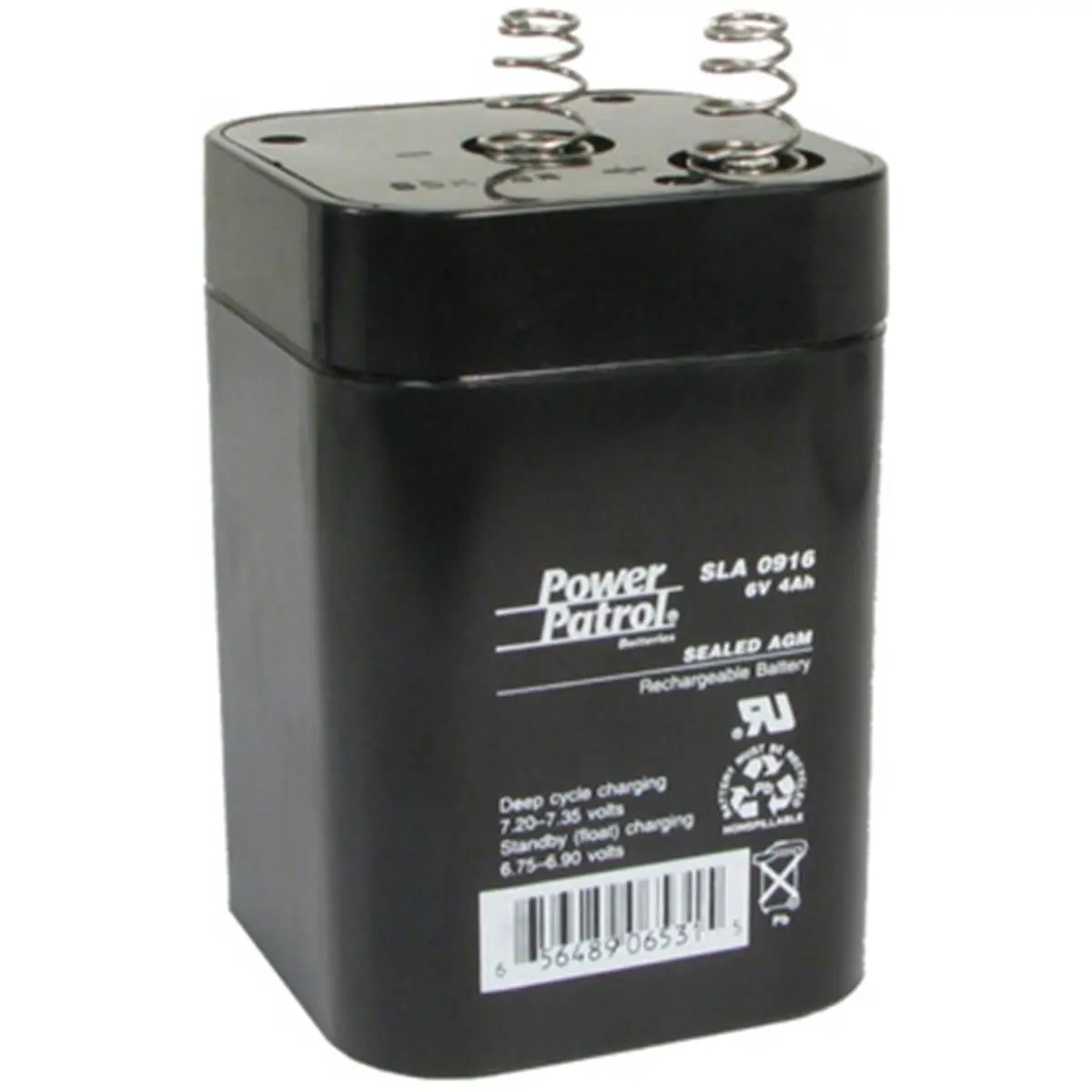 212 MAIN Power Patrol SLA0916 Sealed Lead Acid Battery, 6V 5Ah with Spring Tabs for Feeders, Fencing, and Cycling Equipment, Rechargeable Battery, Compact, 1.76 Lbs