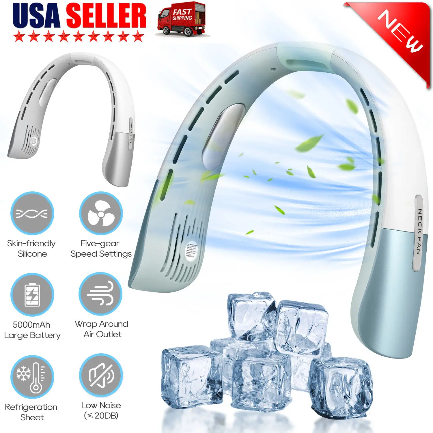 Hands Free Neck Fan! Strong Airflow Cooling for Summer Portable & Rechargeable USB Fan - Perfect Gift! ️neckfan,portable,summeressentials