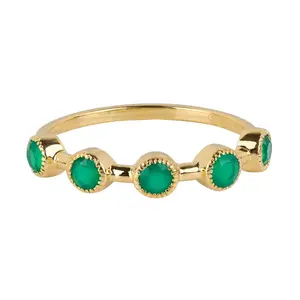 Green Onyx Dots Ring - 14K Gold Vermeil