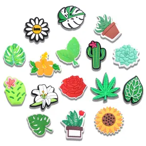 Plant Croc Charms 16PCS PVC Clog Pins Accessories Party Favors Birthday Gifts Holidays Decoration for Boys Women Girls
