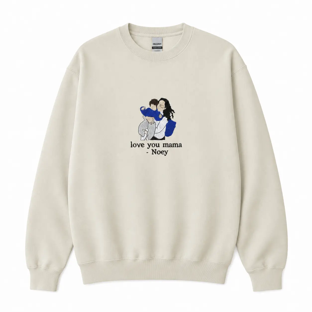 Custom Photo Embroidered Sweatshirt, Mama Portrait from Photo Sweatshirt, Embroidered Mama/Kids Photo Filling Sketch Sweater, Personalised Est Date Jumper, Gift for Mom