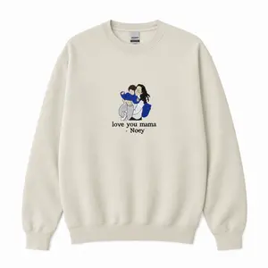 Custom Photo Embroidered Sweatshirt, Mama Portrait from Photo Sweatshirt, Embroidered Mama/Kids Photo Filling Sketch Sweater, Personalised Est Date Jumper, Gift for Mom