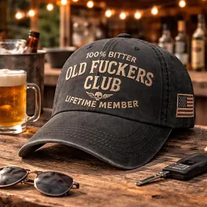 Funny Gen X Dad Hat – “100% Bitter Old Fckers Club” Embroidered Cap, Sarcastic Baseball Hat, Father’s Day Gift