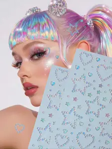 Colorful Gem Stickers Set, Pentagram, Heart & Multi-Shaped Face Jewels for Christmas Makeup, Festivals, Cosplay, Parties