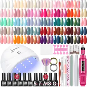 Gel Nail Polish Kit with U V light and Drill Starter Kit 35 Colors Gel Nail Polish with 5pcs Top Base Coat Nail Art All Seasons Professional Gel Manicure Kit DIY at Home Gifts for Women